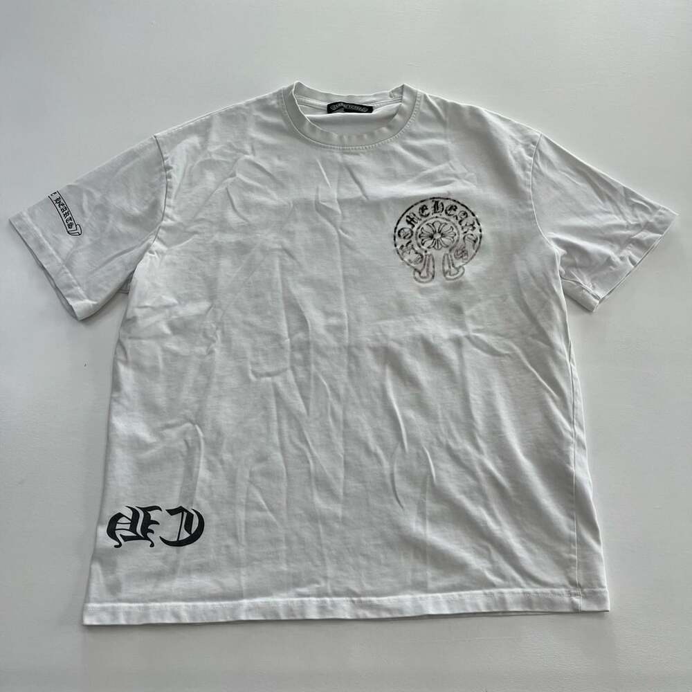 Chrome Hearts T-Shirt Size M White Cotton Horseshoe Logo Short Sleeve